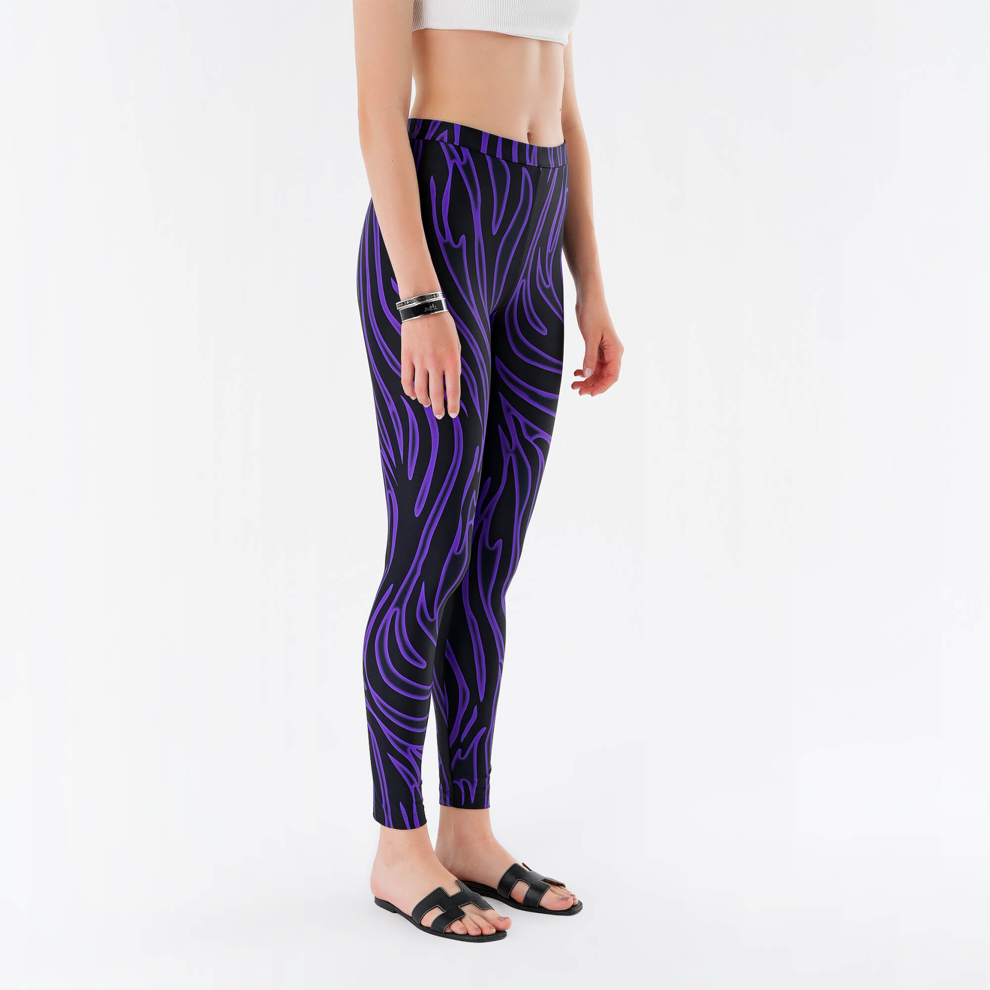 Versace- Purple & Black  Zebra Printed Leggings IT42